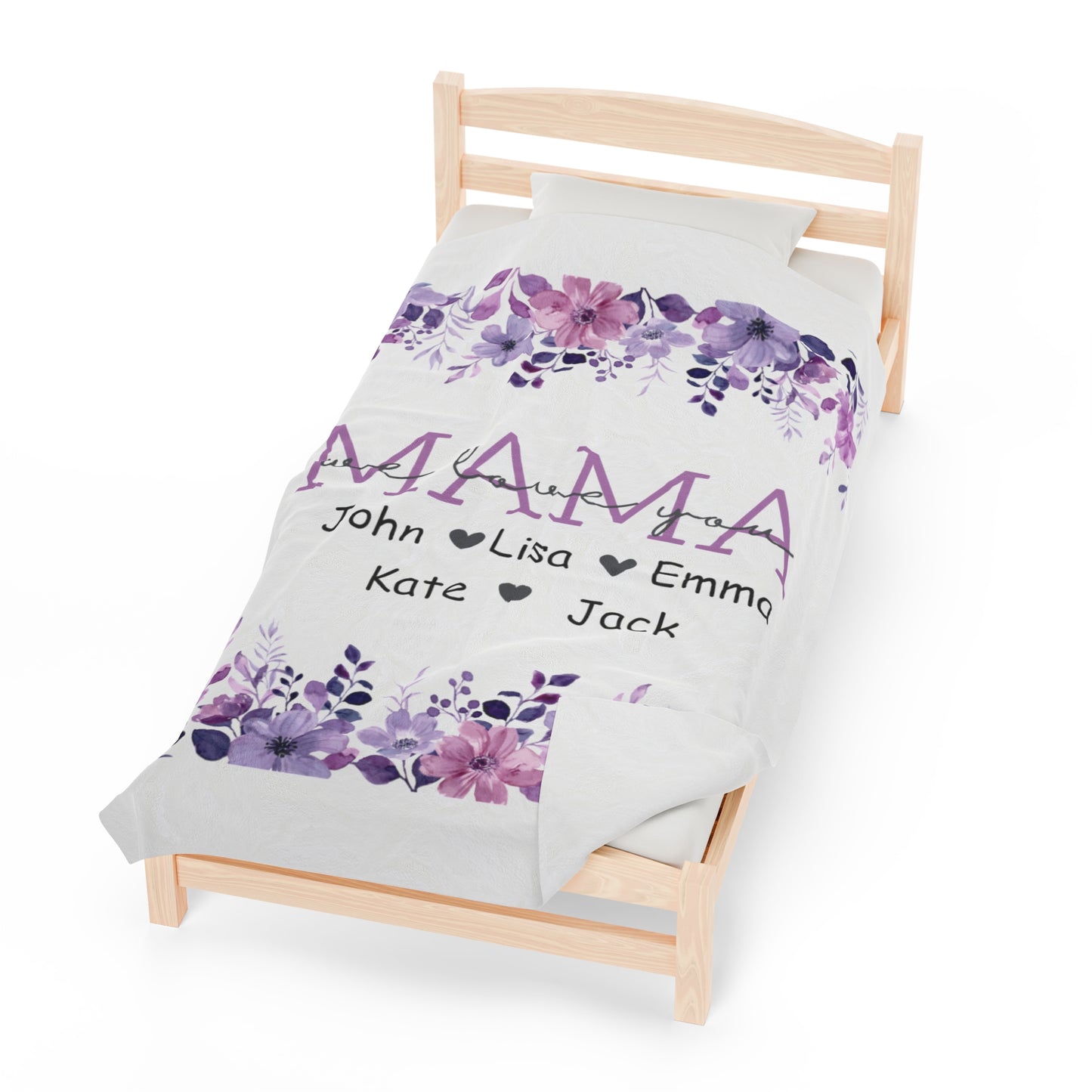 Mama we love you Velveteen Plush Blanket