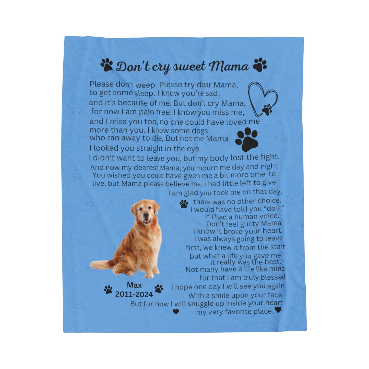 Don't Cry Mama Velveteen Plush Blanket