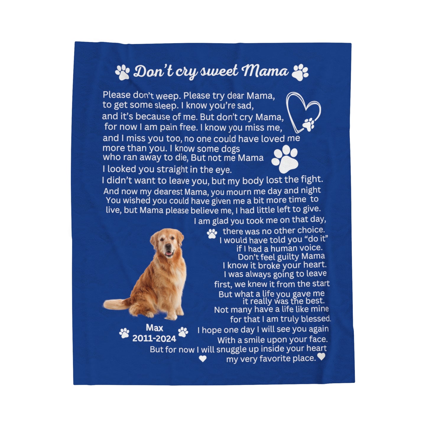 Don't cry sweet Mama Velveteen Plush Blanket