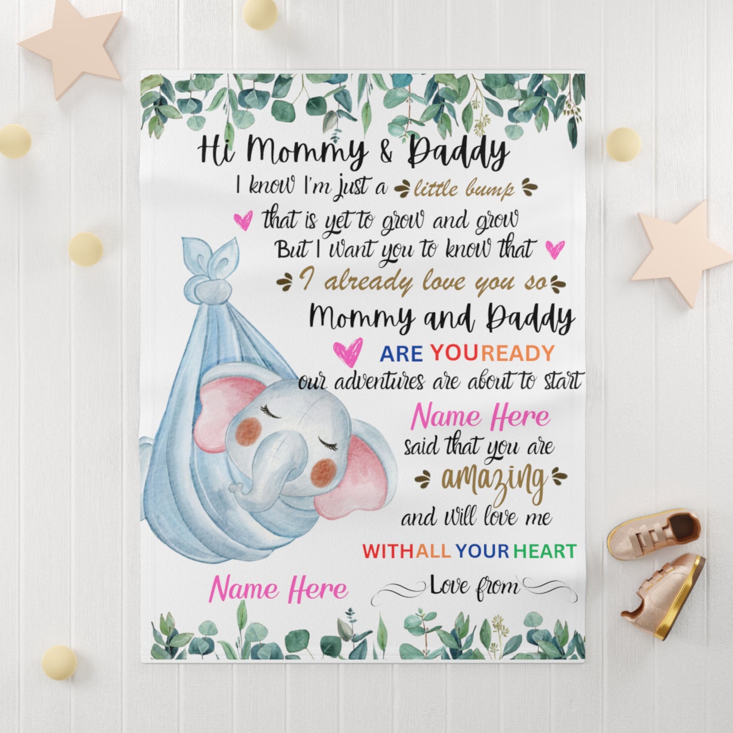 Hi Mommy & DaddySoft Fleece Baby Blanket