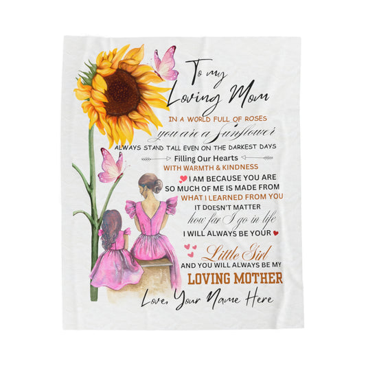 To My Loving Mom Velveteen Plush Blanket