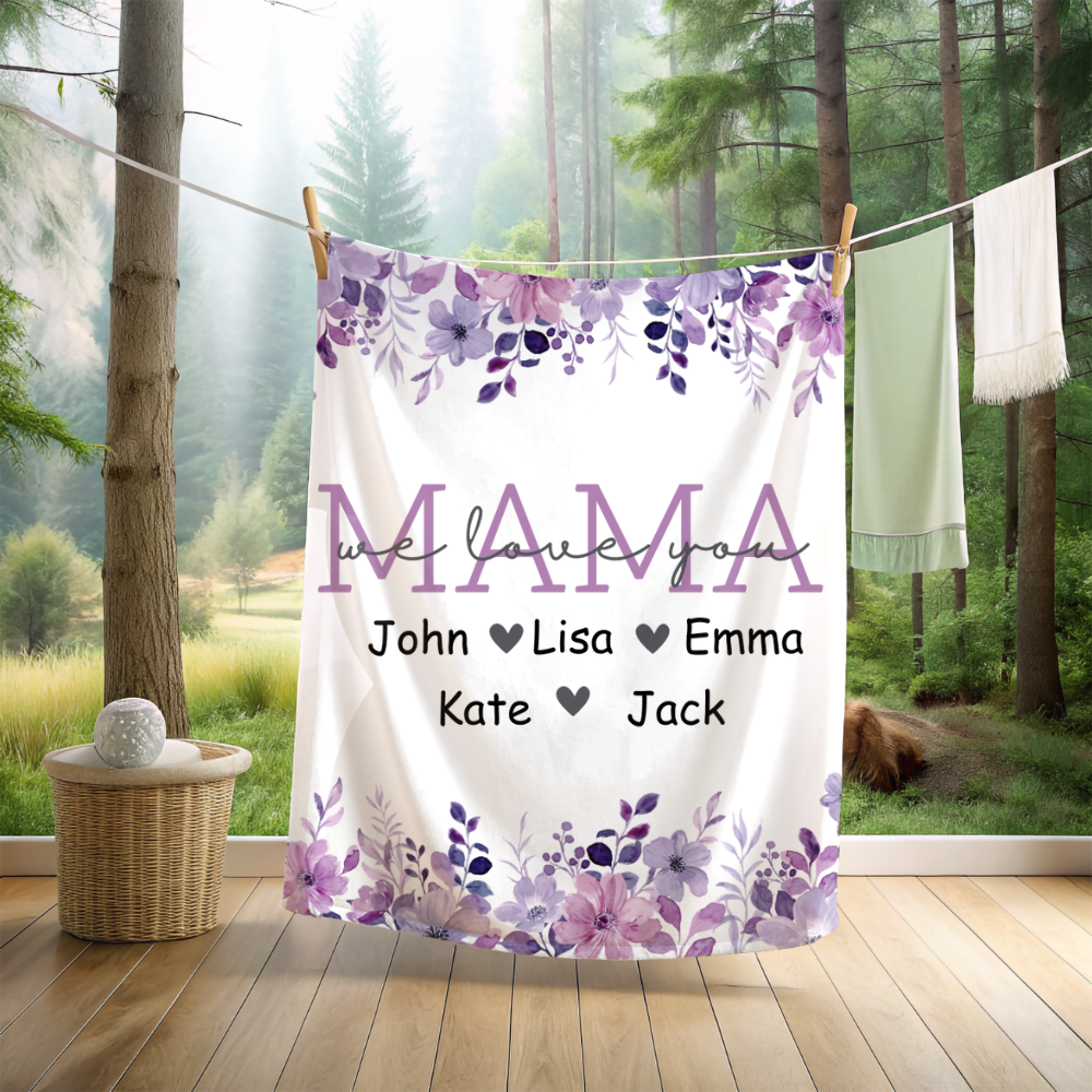 Mama we love you Velveteen Plush Blanket