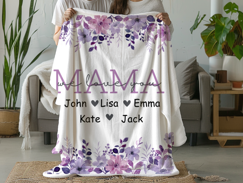 Mama we love you Velveteen Plush Blanket