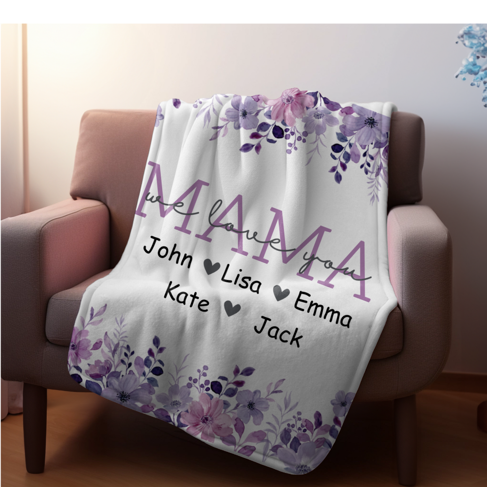 Mama we love you Velveteen Plush Blanket