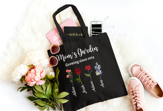 Mom's Garden Cotton Canvas Tote Bag